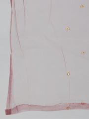 Women Pink Straight Kurta With Plazo & Sequened Dupatta