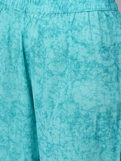 Women Pink & Blue Printed Kurta Set With Plazo & Dupatta