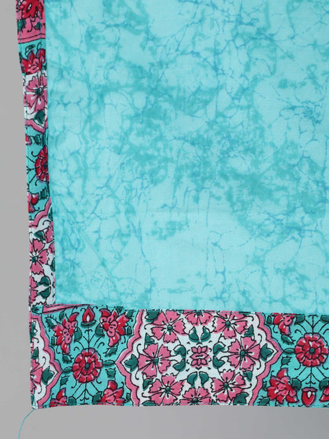 Women Pink & Blue Printed Kurta Set With Plazo & Dupatta