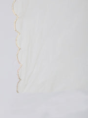 Women Cream Embroidered Straight Kurta With Plazo & Dupatta