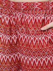 Women Red Straight Kurta With Plazo & Sequened Dupatta