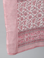 Women Off-White Ethnic Printed Straight Kurta With Plazzo And Dupatta