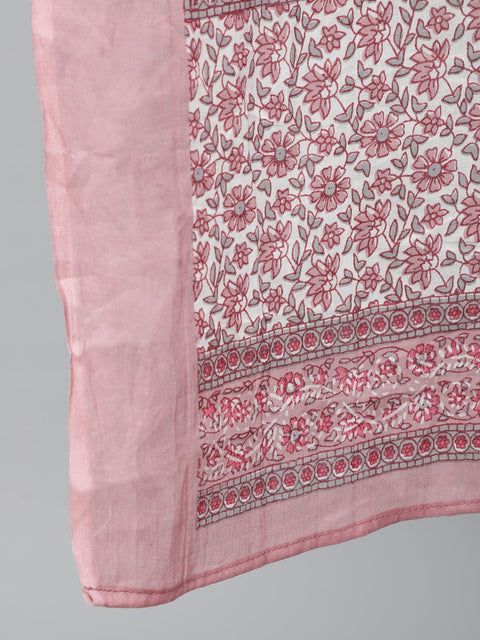 Women Off-White Ethnic Printed Straight Kurta With Plazzo And Dupatta