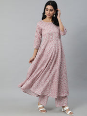 Women Off-White Ethnic Printed Straight Kurta With Plazzo And Dupatta