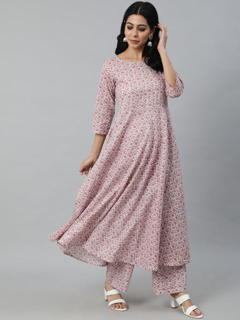 Women Off-White Ethnic Printed Straight Kurta With Plazzo And Dupatta