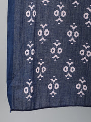 Women Navy Blue Ethnic Motifs Printed Pure Cotton Kurta With Trouser And Dupatta