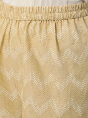 Women Beige Printed Straight Kurta With Plazo