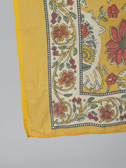 Women Mustard Printed Flared Kurta With Trouser & Dupatta