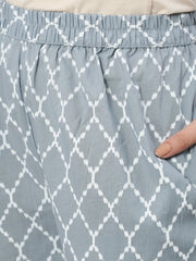 Women Grey Paisley Printed Panelled Pure Cotton Kurta With Trouser & Dupatta