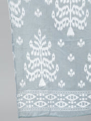 Women Grey Paisley Printed Panelled Pure Cotton Kurta With Trouser & Dupatta