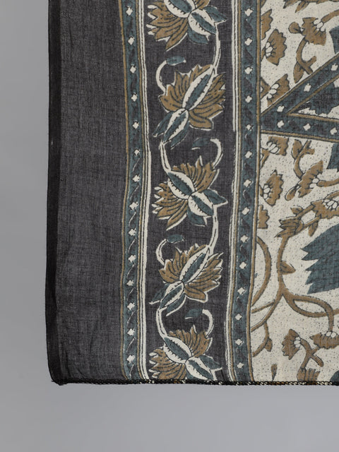 Women Off White Ethnic Motif Printed Kurta With Palzzo And Dupatta