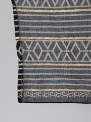 Women Navy Blue & Gold Printed Straight Kurta With Plazo & Dupatta