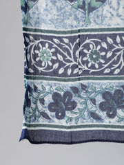 Women Blue Printed Straight Kurta With Plazo & Dupatta