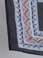 Women Blue Bandhani Printed Straight Kurta With Palazzo Dupatta