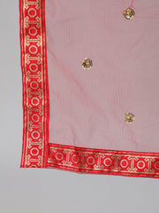 Women Red Gold Ethnic Printed Kurta With Palazzo And Sequence Dupatta