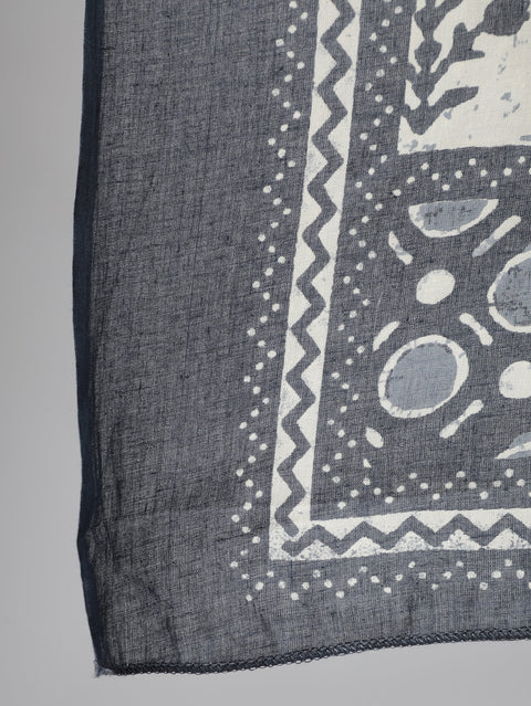 Women Grey Ethnic Motif Printed Flared Kurta With Trouser And Dupatta