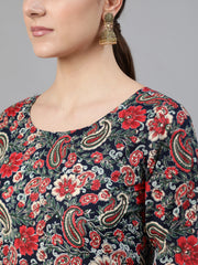 Women Multi Ethnic Printed Flared Kurta And Trouser With Dupatta