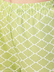 Women Green Ethnic Printed Straight Kurta With Palazzo And Dupatta