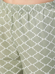 Women Grey Ethnic Printed Straight Kurta With Three Quarter Sleeves