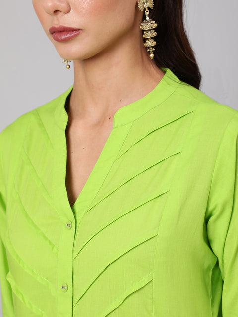 Women Green Solid Straight Kurta With Palazzo And Dupatta