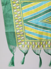 Women Green Solid Straight Kurta With Palazzo And Dupatta