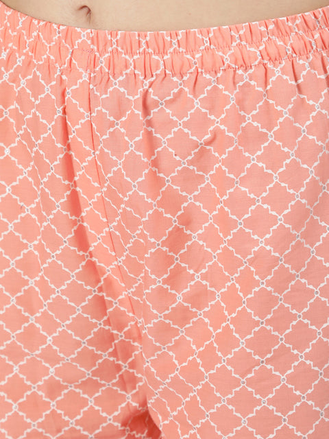 Women Peach Floral Printed Kurta And Palazzo With Dupatta