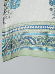 Women White Ethnic Floral printed Flared Kurta With Palazzo And Dupatta