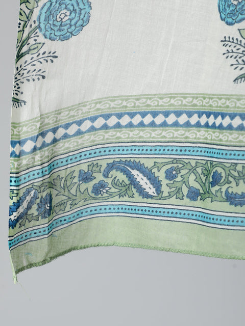 Women White Ethnic Floral printed Flared Kurta With Palazzo And Dupatta