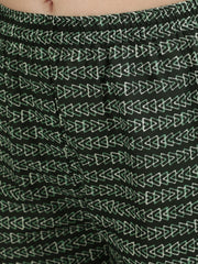 Women Green Ethnic Printed Straight Kurta With Three Quarter Sleeves