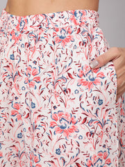 Women Red Floral Printed Straight Kurta & Palazzo With Dupatta