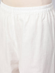 Women Light Blue Printed Straight Kurta With Trouser And Lace Details