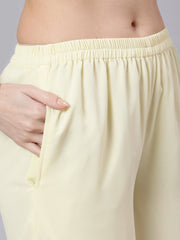 Women Yellow Sequence Georgette Kurta With Palazzo And Net Dupatta