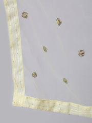 Women Yellow Sequence Georgette Kurta With Palazzo And Net Dupatta