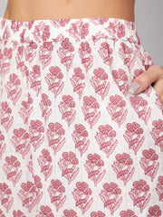 Women Purple Floral Straight Kurta With Palazzo And Dupatta