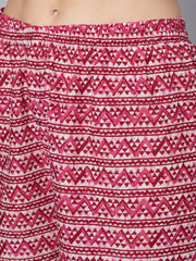 Women Burgundy Ethnic Motifs Printed Pure Cotton Kurta with Palazzos & Dupatta