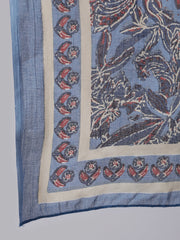 Women Maroon And Blue Floral Printed Straight Kurta And Palazzo With Palazzo