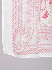 Women Pink Printed Flared Kurta With Trouser & Dupatta