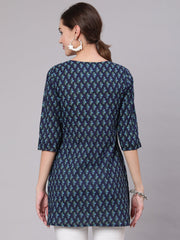 Navy Blue & White Printed Tunic