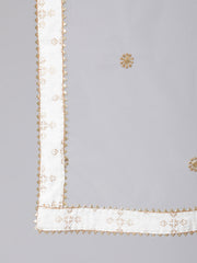 Women Off White Flared Kurta With Trouser & Dupatta