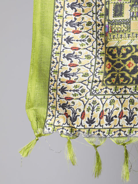 Women Black Solid Kurta And Palazzo With Printed Dupatta