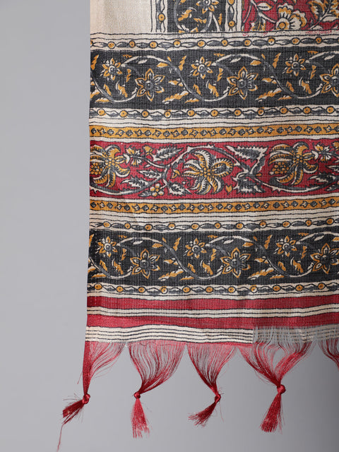 Women Black Solid Kurta And Palazzo With Printed Dupatta