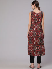 Women Multicoloured Printed Thread Work Kurta