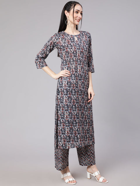 Women Multi Ethnic Printed Kurta With Palazzo And Dupatta