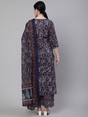 Women Multi Printed Straight Kurta With Palazzo & Dupatta