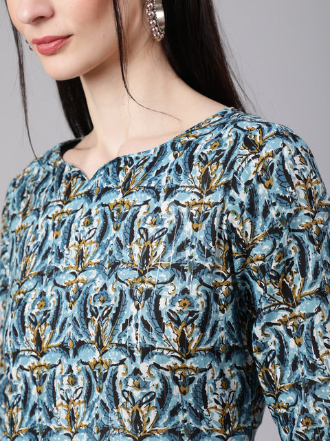 Women Multi Ethnic Printed Kurta With Palazzo And Dupatta