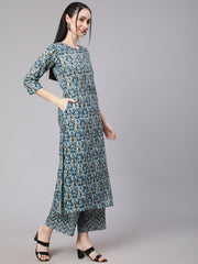 Women Multi Ethnic Printed Kurta With Palazzo And Dupatta