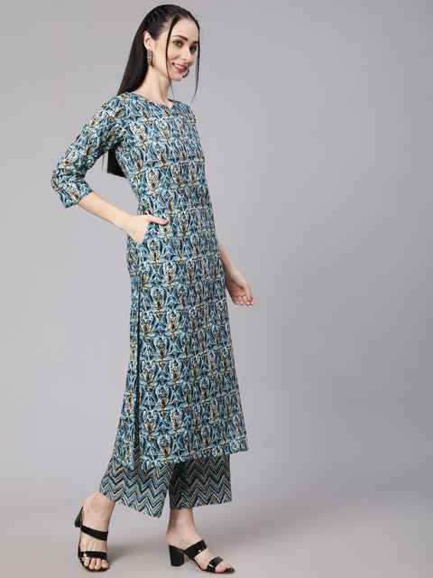 Women Multi Ethnic Printed Kurta With Palazzo And Dupatta