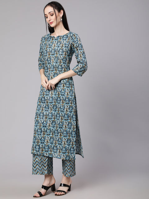 Women Multi Ethnic Printed Kurta With Palazzo And Dupatta