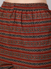 Women Maroon Ethnic Printed Straight Kurta With Palazzo