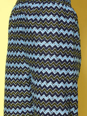 Women Indigo Blue Floral Printed Flared Kurta With Trouser And Dupatta